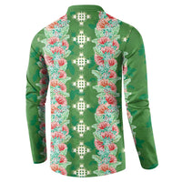Hawaii Ohia Lehua Button Sweatshirt Tropical Vibes Green LT05 - Polynesian Pride
