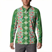 Hawaii Ohia Lehua Button Sweatshirt Tropical Vibes Green LT05 - Polynesian Pride