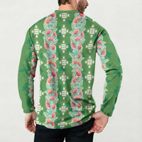 Hawaii Ohia Lehua Button Sweatshirt Tropical Vibes Green LT05 - Polynesian Pride