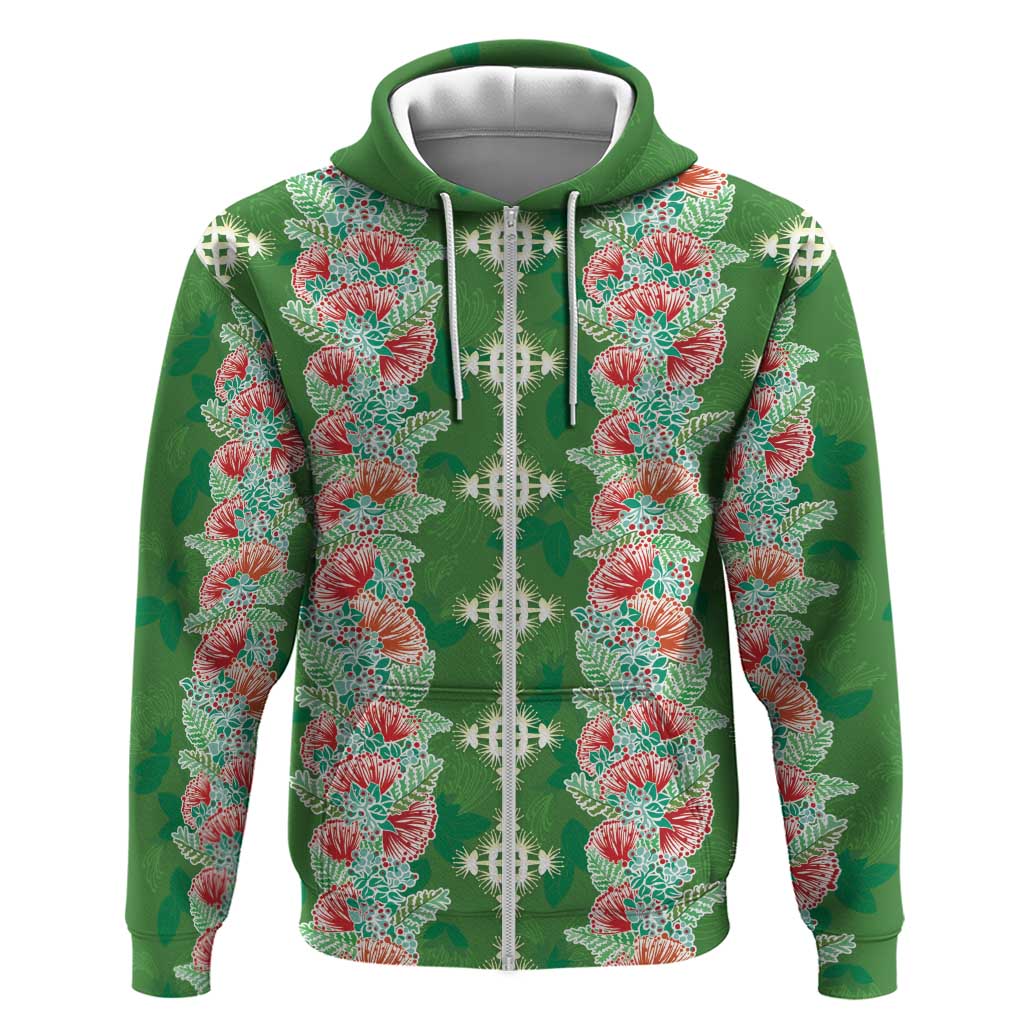Hawaii Ohia Lehua Hoodie Tropical Vibes Green LT05 Zip Hoodie Green - Polynesian Pride
