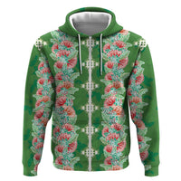Hawaii Ohia Lehua Hoodie Tropical Vibes Green LT05 Zip Hoodie Green - Polynesian Pride