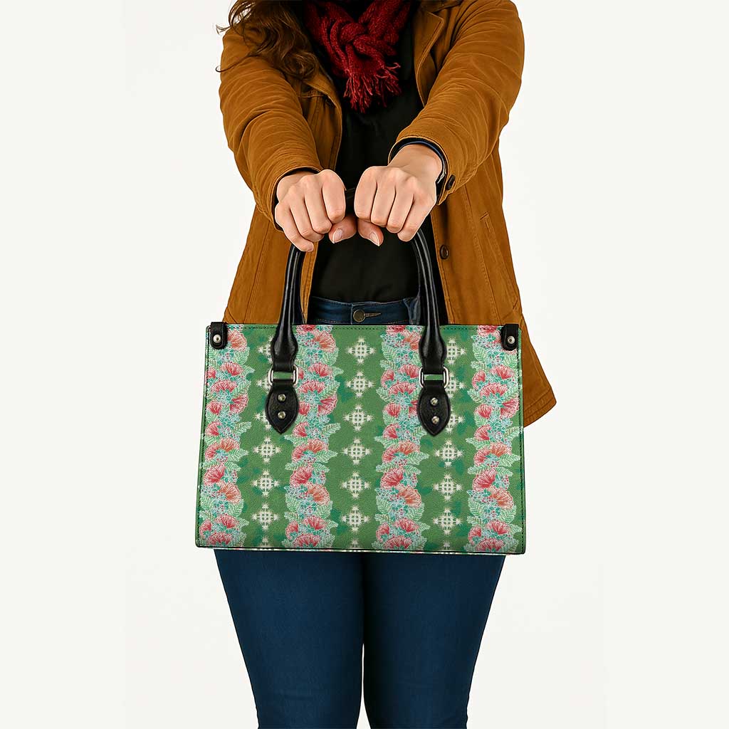 Hawaii Ohia Lehua Leather Bag Tropical Vibes Green LT05 - Polynesian Pride