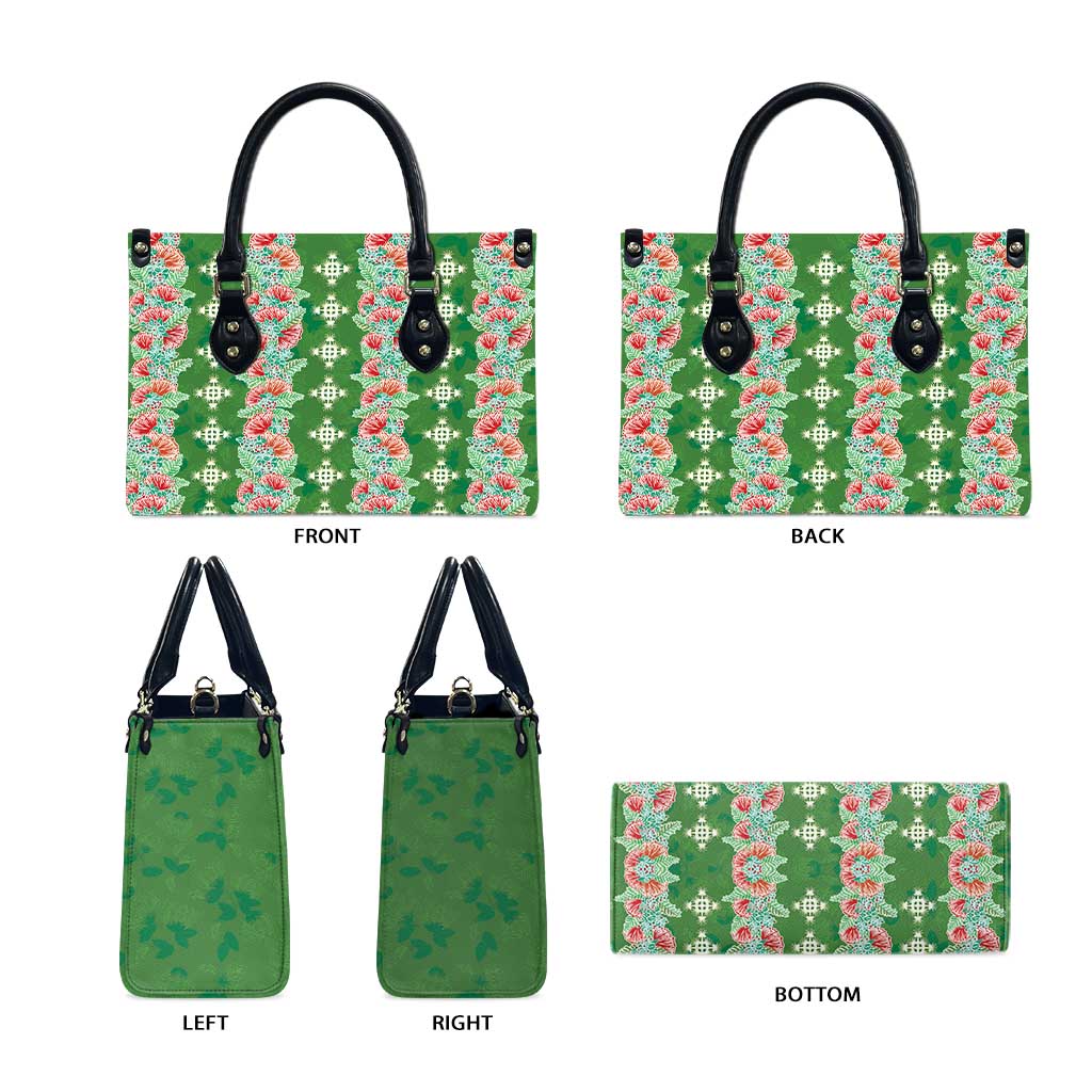 Hawaii Ohia Lehua Leather Bag Tropical Vibes Green LT05 - Polynesian Pride