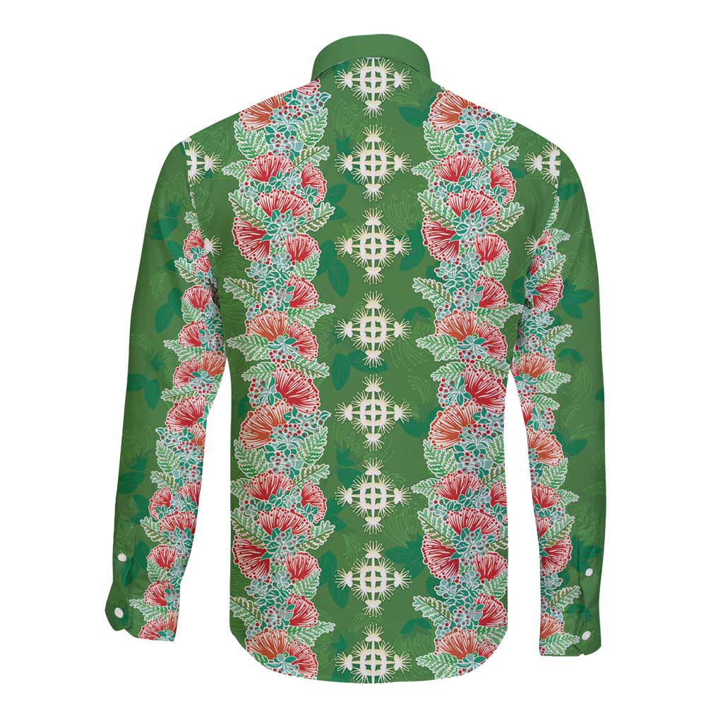 Hawaii Ohia Lehua Long Sleeve Button Shirt Tropical Vibes Green LT05 - Polynesian Pride