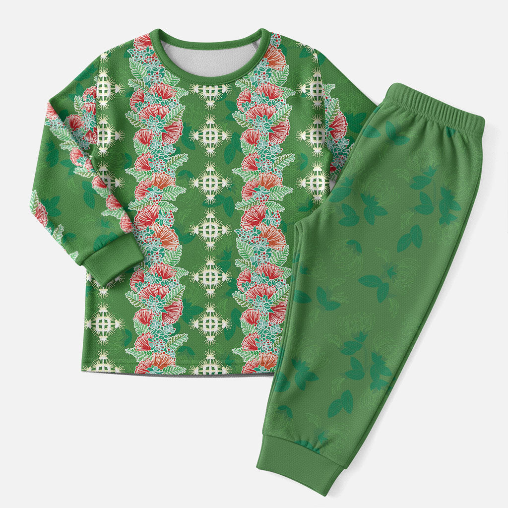 Hawaii Ohia Lehua Christmas Pajama Set Tropical Vibes Green LT05 Men Green - Polynesian Pride
