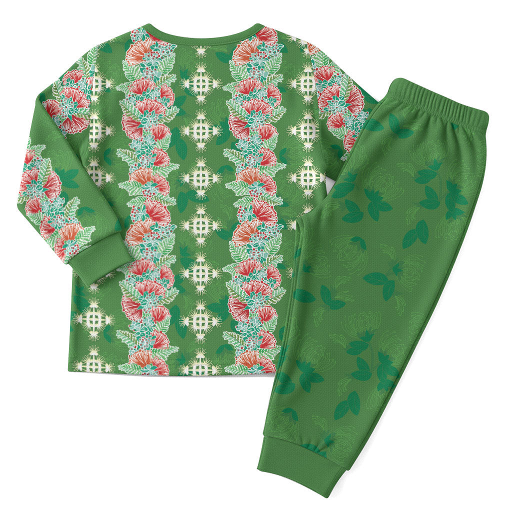 Hawaii Ohia Lehua Christmas Pajama Set Tropical Vibes Green LT05 - Polynesian Pride