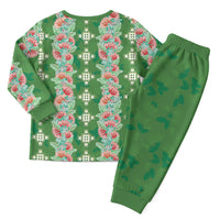 Hawaii Ohia Lehua Christmas Pajama Set Tropical Vibes Green LT05 - Polynesian Pride