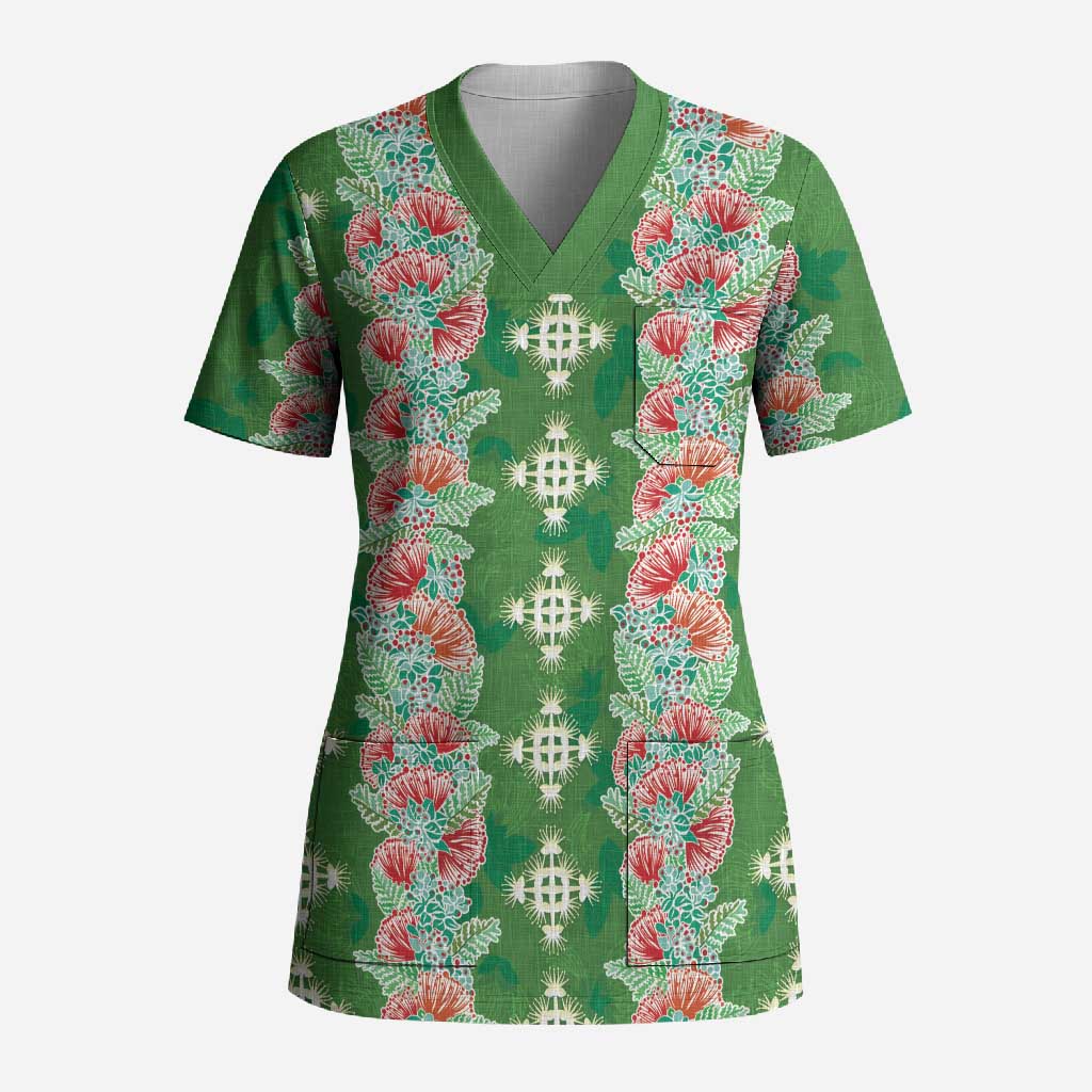 Hawaii Ohia Lehua Scrub Top Tropical Vibes Green LT05 Adult Green - Polynesian Pride