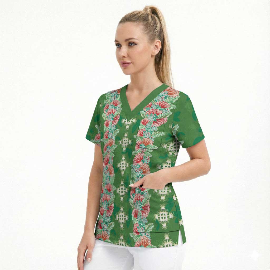 Hawaii Ohia Lehua Scrub Top Tropical Vibes Green LT05 - Polynesian Pride