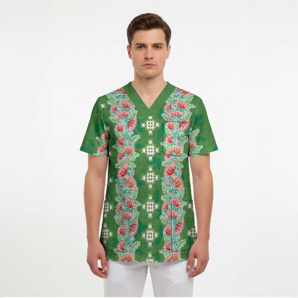 Hawaii Ohia Lehua Scrub Top Tropical Vibes Green LT05 - Polynesian Pride
