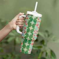 Hawaii Ohia Lehua Tumbler With Handle Tropical Vibes Green LT05 - Polynesian Pride