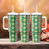 Hawaii Ohia Lehua Tumbler With Handle Tropical Vibes Green LT05 - Polynesian Pride