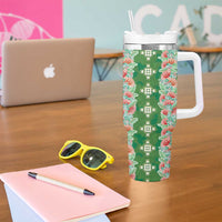 Hawaii Ohia Lehua Tumbler With Handle Tropical Vibes Green LT05 - Polynesian Pride