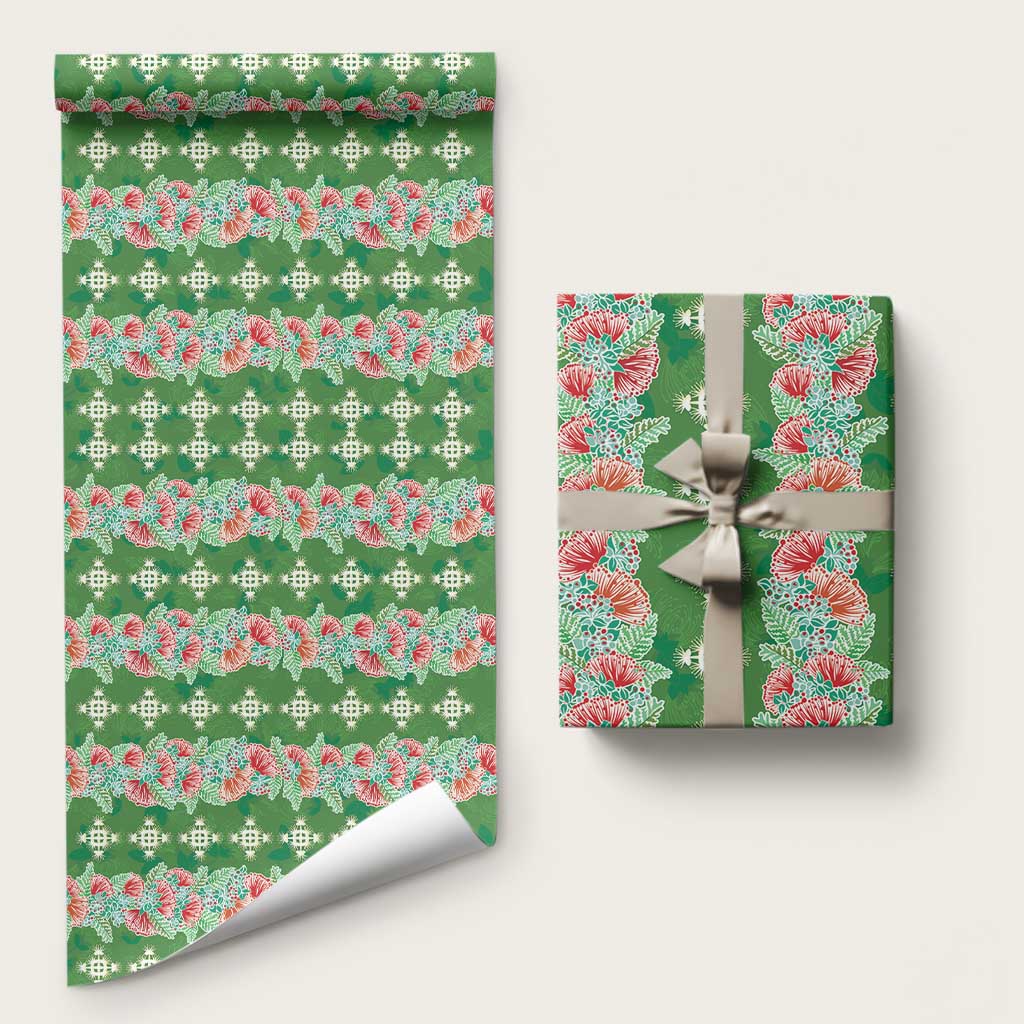 Hawaii Ohia Lehua Wrapping Paper Tropical Vibes Green LT05 58" × 23" Green - Polynesian Pride