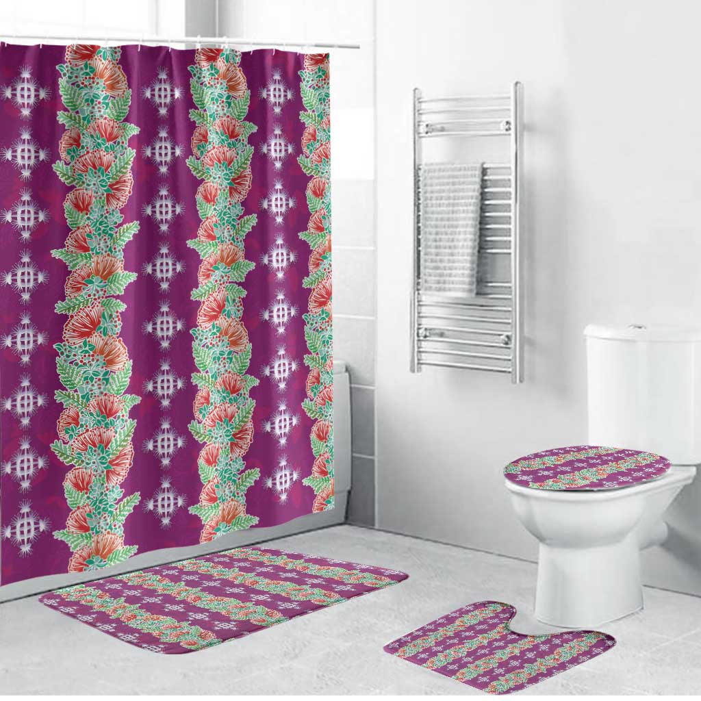 Hawaii Ohia Lehua Bathroom Set Tropical Vibes Fuchsia LT05 Bathroom Set (4 pcs) Fuchsia - Polynesian Pride