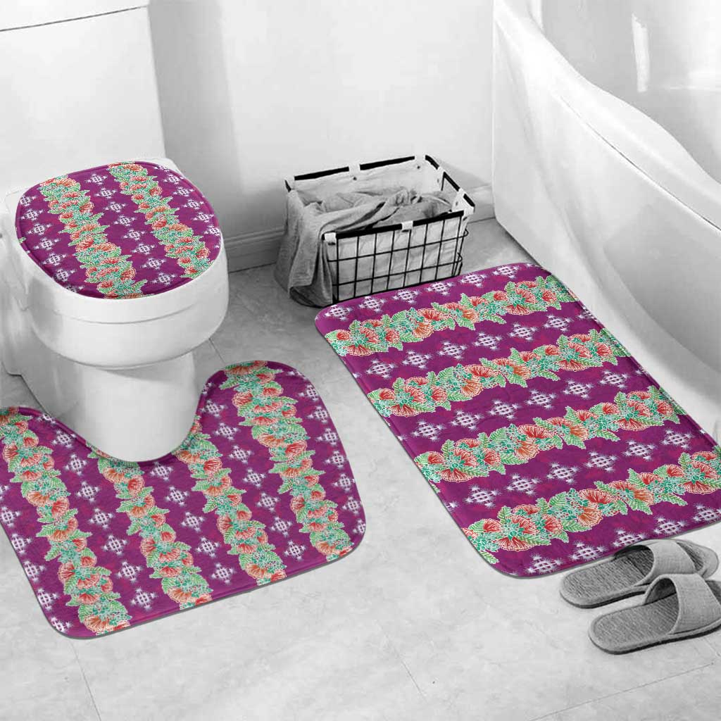 Hawaii Ohia Lehua Bathroom Set Tropical Vibes Fuchsia LT05 Mat Set Only (3 pcs) One Size Fuchsia - Polynesian Pride