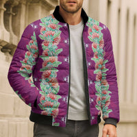 Hawaii Ohia Lehua Bomber Puffer Jacket Tropical Vibes Fuchsia LT05 - Polynesian Pride