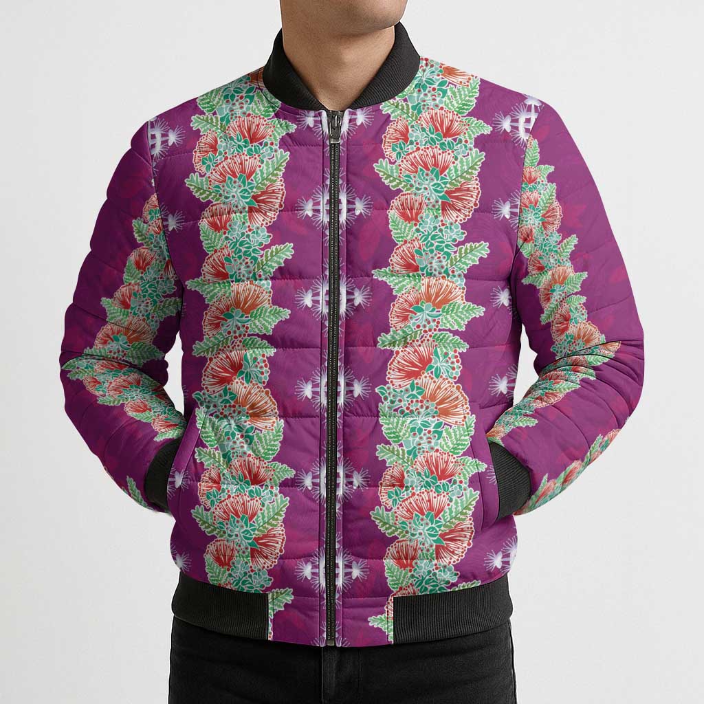 Hawaii Ohia Lehua Bomber Puffer Jacket Tropical Vibes Fuchsia LT05 - Polynesian Pride
