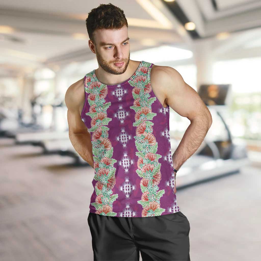 Hawaii Ohia Lehua Men Tank Top Tropical Vibes Fuchsia LT05 Fuchsia - Polynesian Pride
