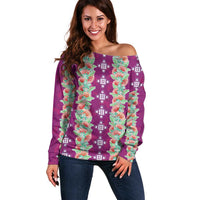 Hawaii Ohia Lehua Off Shoulder Sweater Tropical Vibes Fuchsia LT05 Women Fuchsia - Polynesian Pride