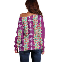 Hawaii Ohia Lehua Off Shoulder Sweater Tropical Vibes Fuchsia LT05 - Polynesian Pride