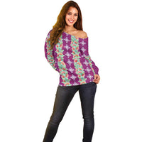 Hawaii Ohia Lehua Off Shoulder Sweater Tropical Vibes Fuchsia LT05 - Polynesian Pride