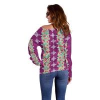 Hawaii Ohia Lehua Off Shoulder Sweater Tropical Vibes Fuchsia LT05 - Polynesian Pride