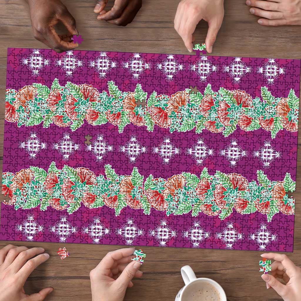Hawaii Ohia Lehua Puzzle Tropical Vibes Fuchsia LT05 - Polynesian Pride