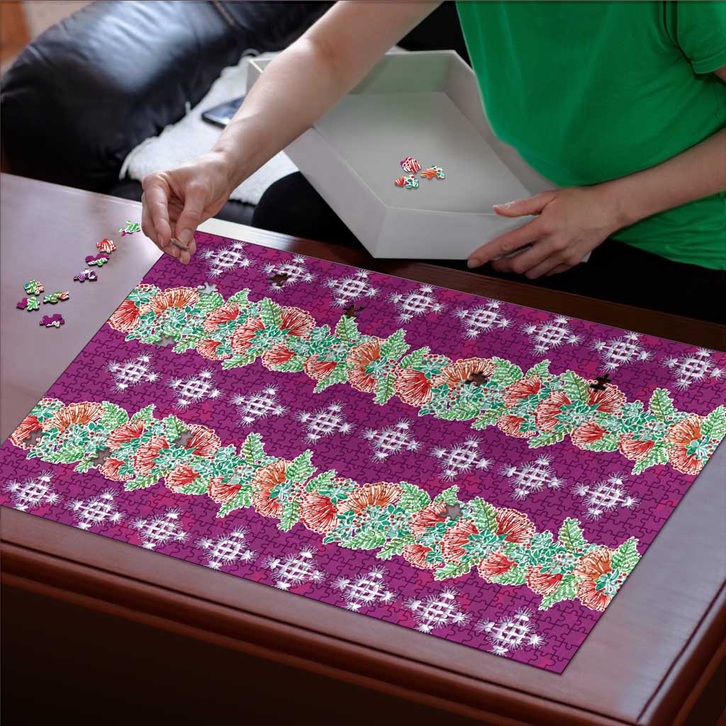 Hawaii Ohia Lehua Puzzle Tropical Vibes Fuchsia LT05 - Polynesian Pride