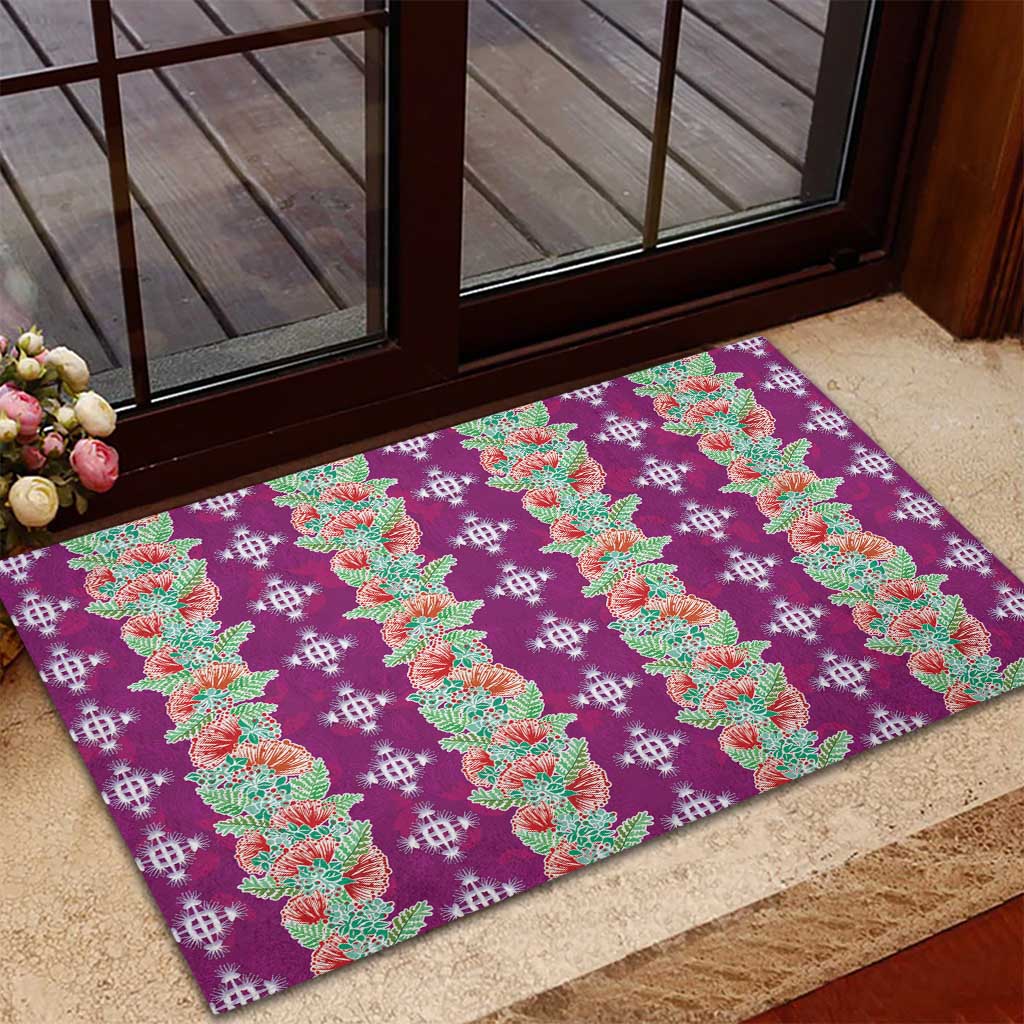 Hawaii Ohia Lehua Rubber Doormat Tropical Vibes Fuchsia LT05 - Polynesian Pride