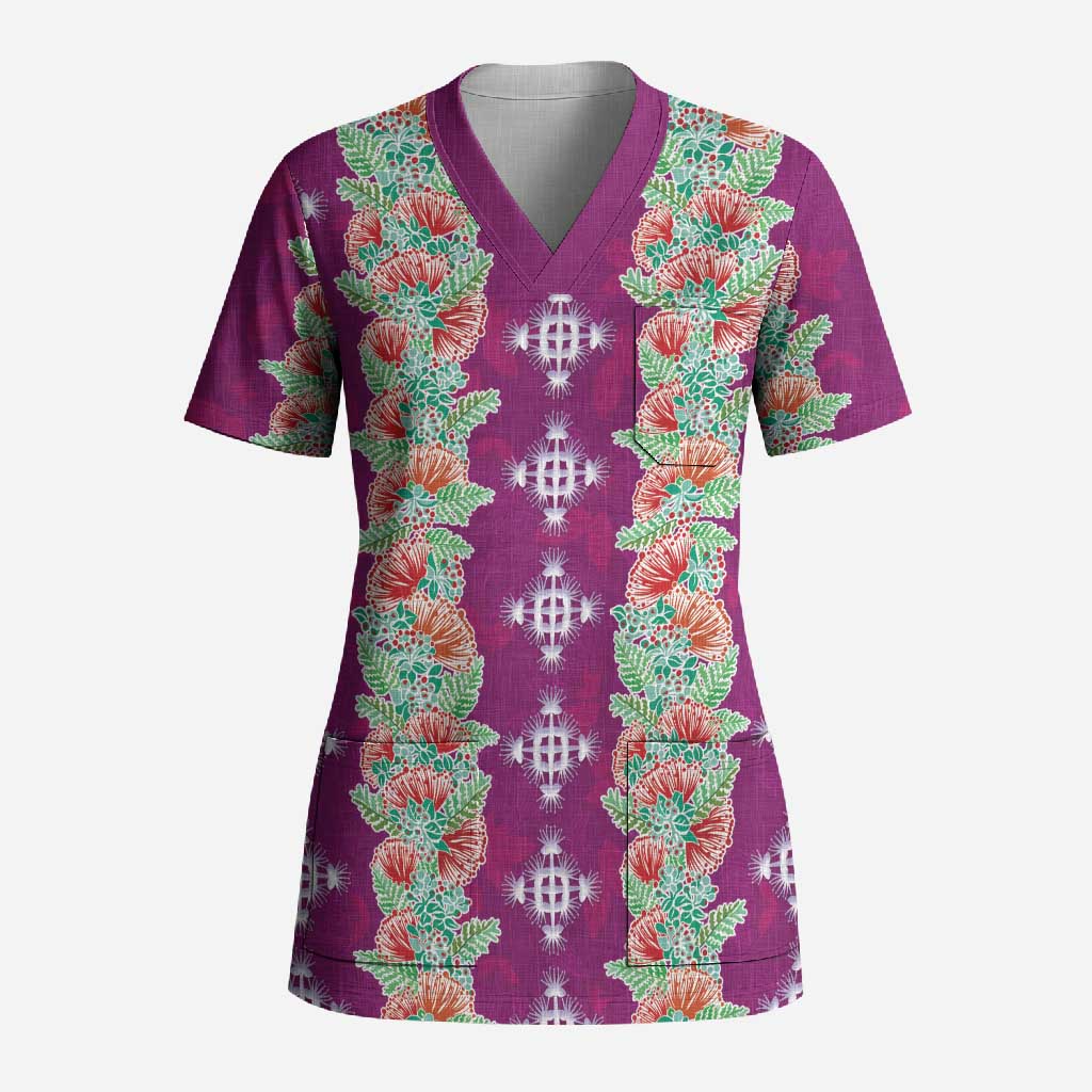 Hawaii Ohia Lehua Scrub Top Tropical Vibes Fuchsia LT05 Adult Fuchsia - Polynesian Pride