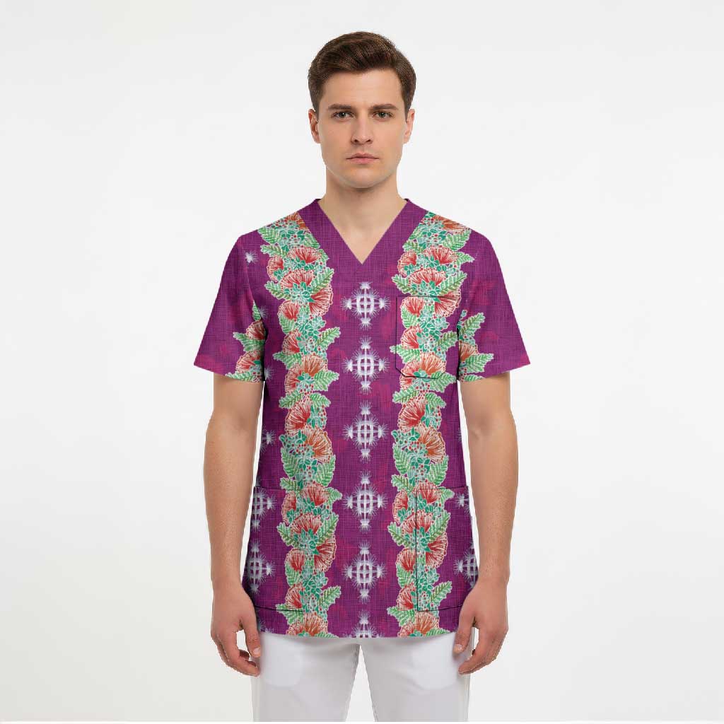 Hawaii Ohia Lehua Scrub Top Tropical Vibes Fuchsia LT05 - Polynesian Pride