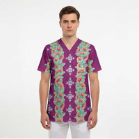 Hawaii Ohia Lehua Scrub Top Tropical Vibes Fuchsia LT05 - Polynesian Pride