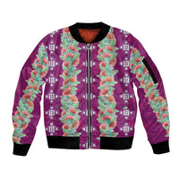 Hawaii Ohia Lehua Sleeve Zip Bomber Jacket Tropical Vibes Fuchsia LT05 Unisex Fuchsia - Polynesian Pride