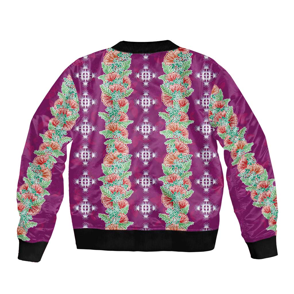 Hawaii Ohia Lehua Sleeve Zip Bomber Jacket Tropical Vibes Fuchsia LT05 - Polynesian Pride