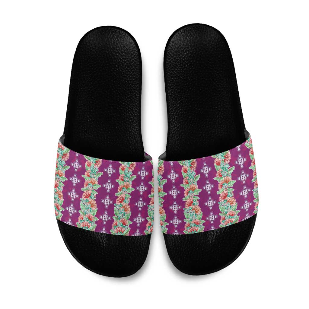 Hawaii Ohia Lehua Slide Sandals Tropical Vibes Fuchsia LT05 Fuchsia - Polynesian Pride