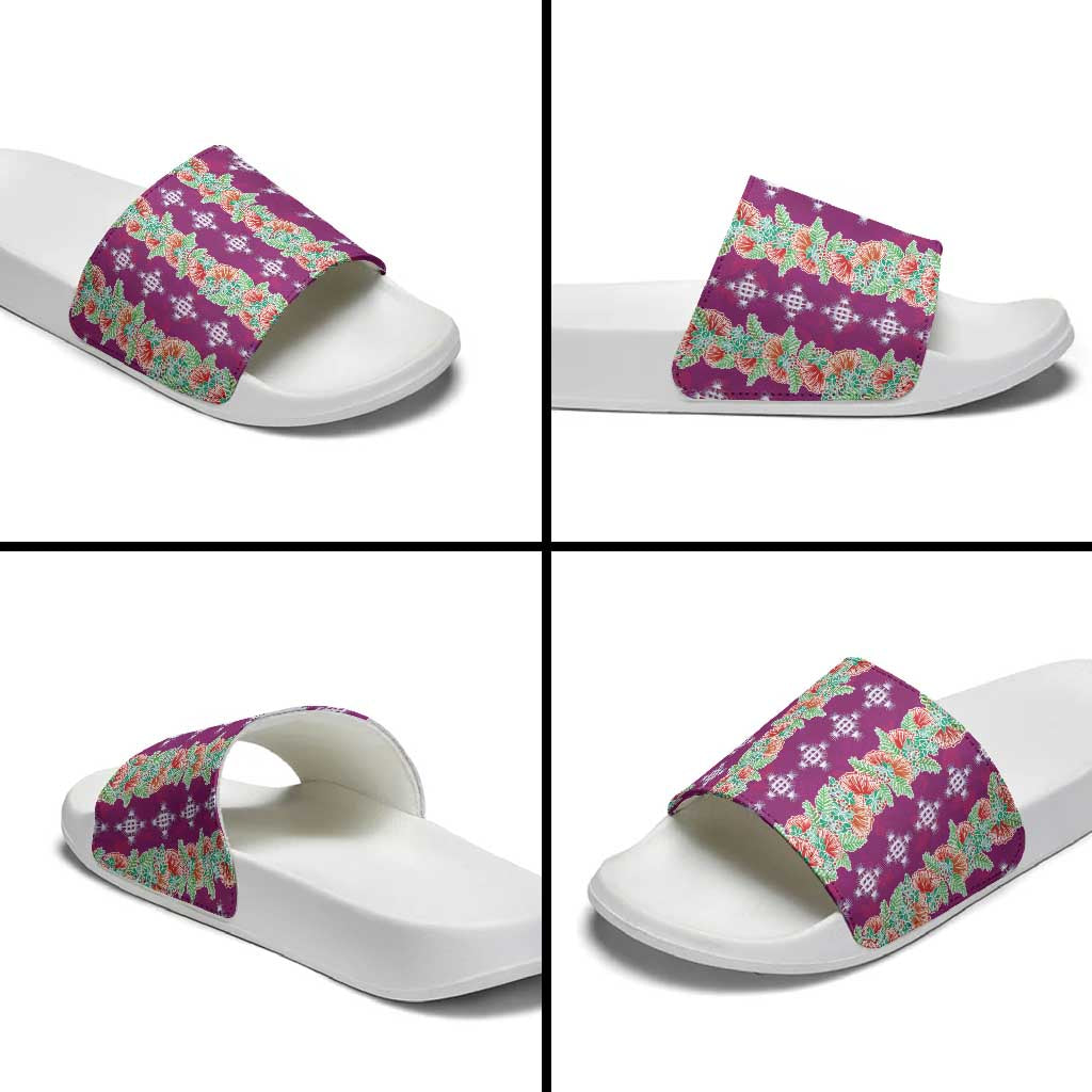 Hawaii Ohia Lehua Slide Sandals Tropical Vibes Fuchsia LT05 - Polynesian Pride