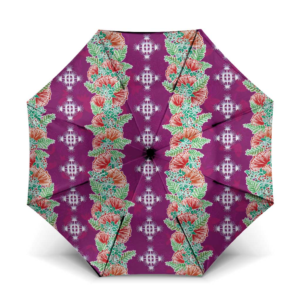 Hawaii Ohia Lehua Umbrella Tropical Vibes Fuchsia LT05 One Size Folded 11.42 inch Opened Diameter 37.4 inch Fuchsia - Polynesian Pride