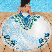 Africa Dashiki Beach Blanket With Polynesian Pattern Blue Version LT05 - Polynesian Pride
