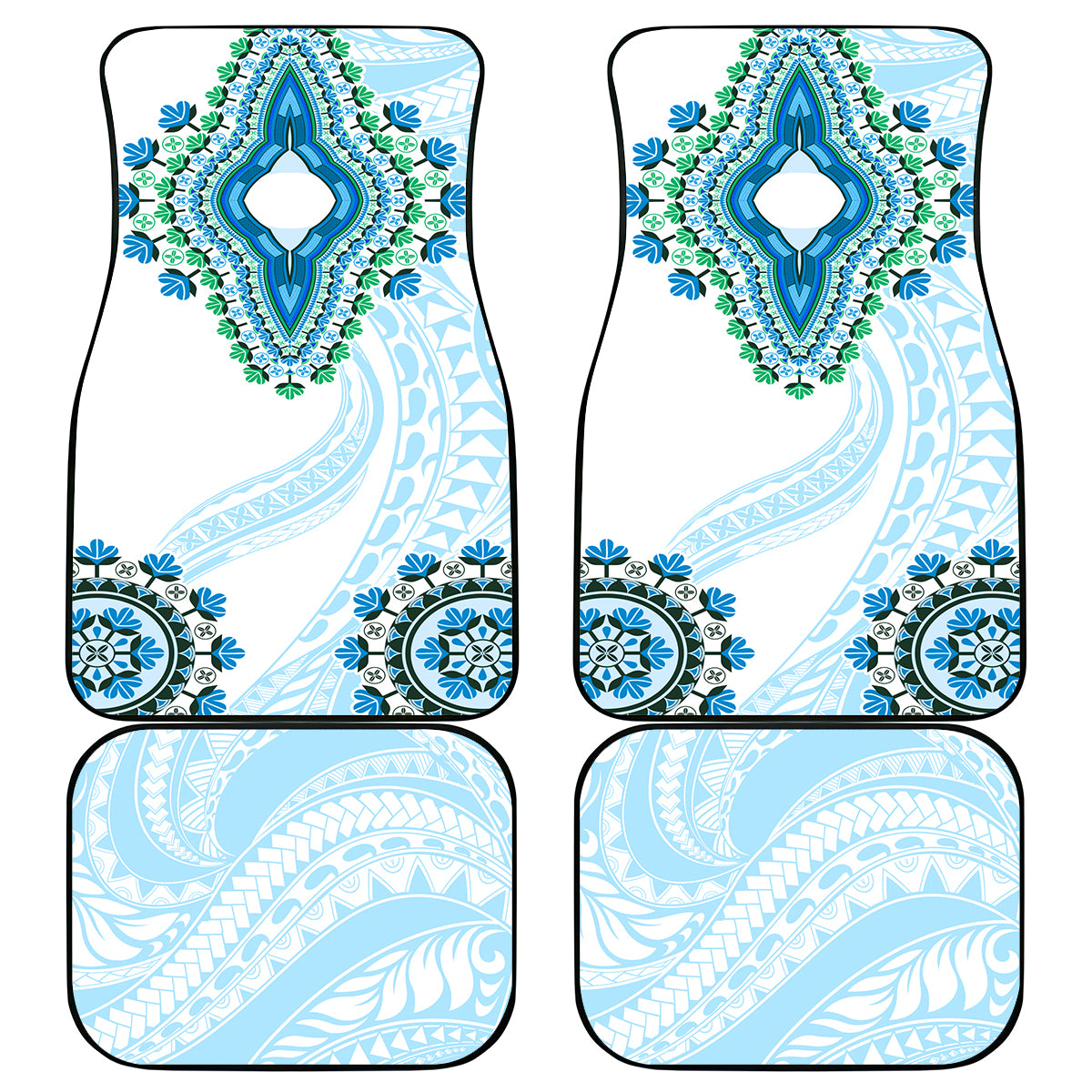 Africa Dashiki Car Mats With Polynesian Pattern Blue Version LT05 - Polynesian Pride
