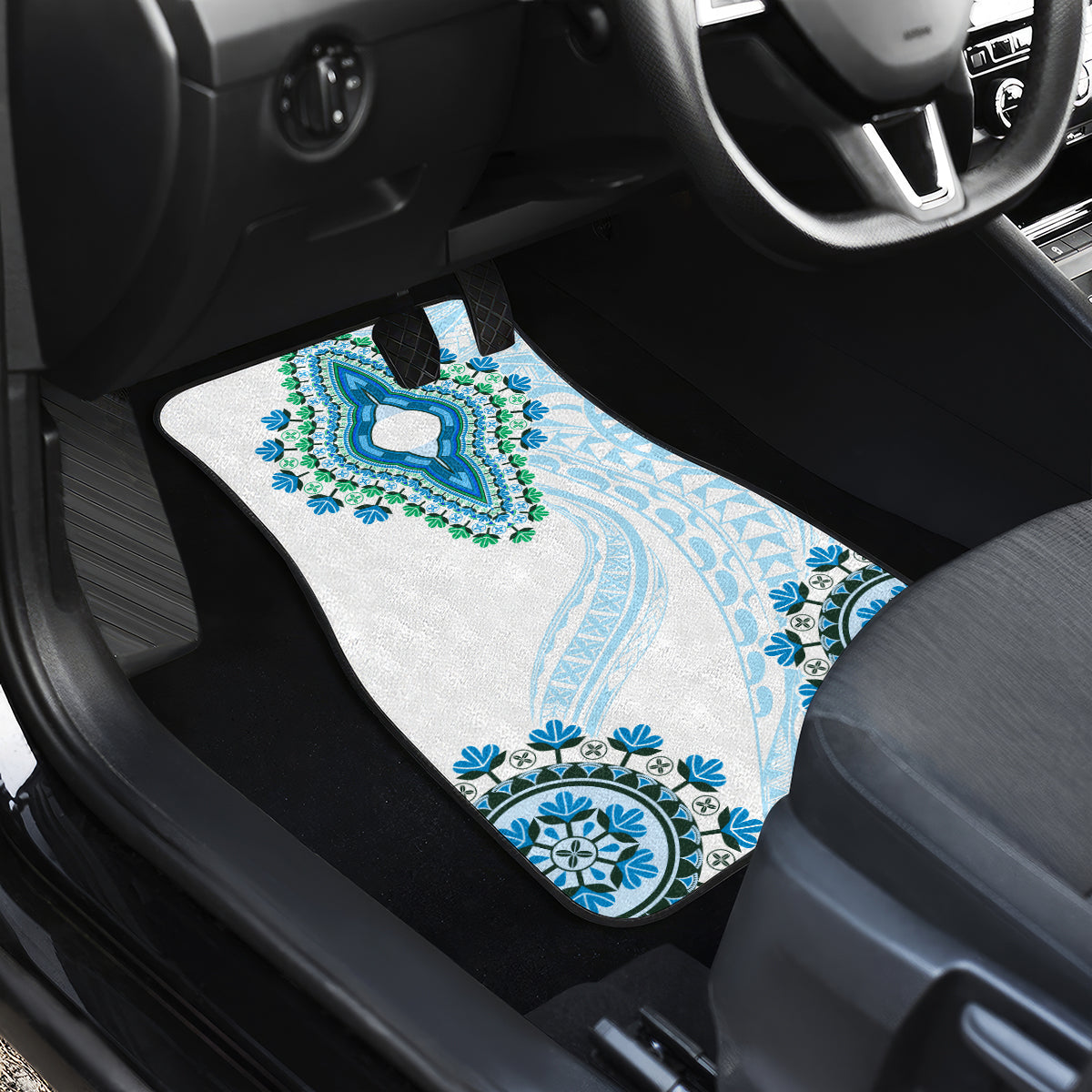 Africa Dashiki Car Mats With Polynesian Pattern Blue Version LT05 - Polynesian Pride