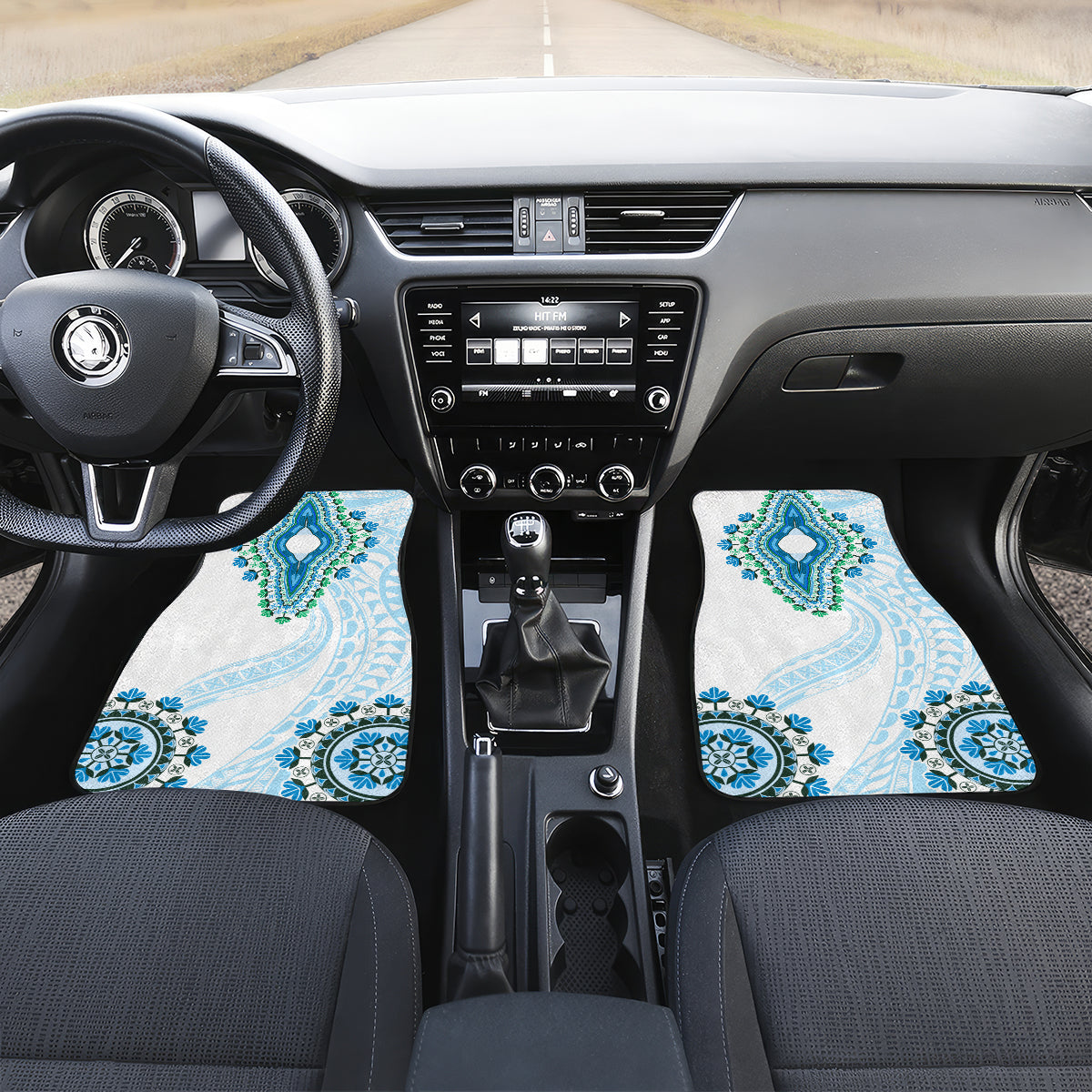 Africa Dashiki Car Mats With Polynesian Pattern Blue Version LT05 Set 2pcs - Front Blue - Polynesian Pride