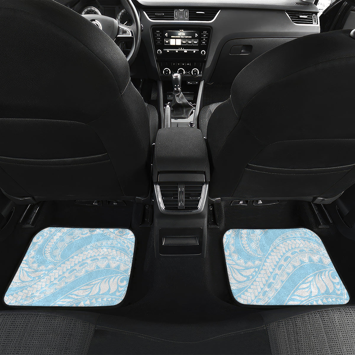 Africa Dashiki Car Mats With Polynesian Pattern Blue Version LT05 Set 2pcs - Back Blue - Polynesian Pride