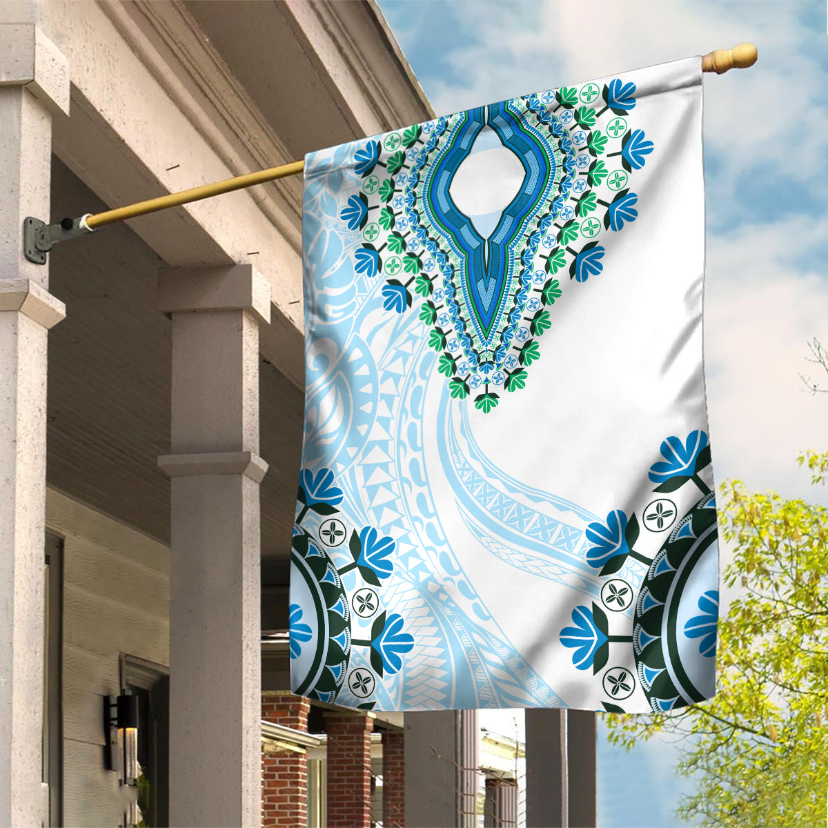 Africa Dashiki Garden Flag With Polynesian Pattern Blue Version LT05 House Flag Blue - Polynesian Pride