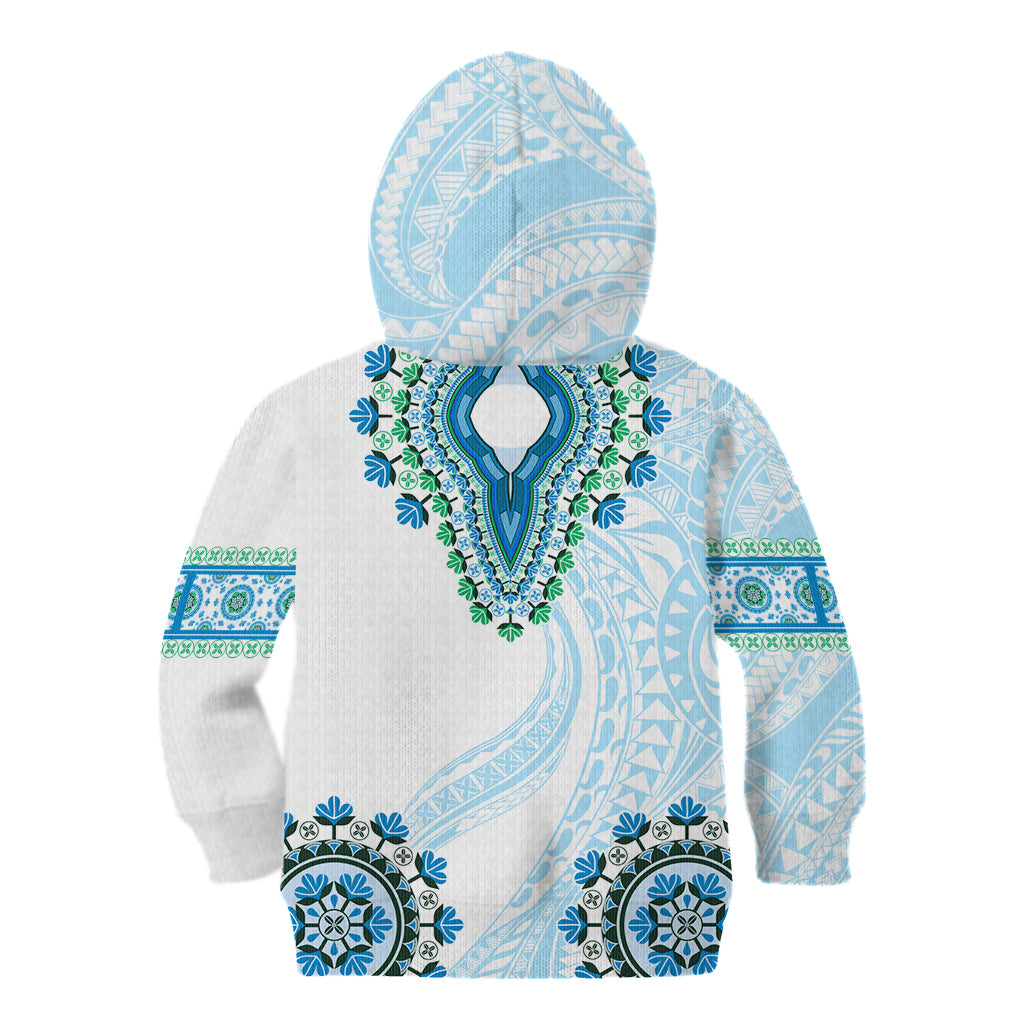Africa Dashiki Kid Hoodie With Polynesian Pattern Blue Version LT05 - Polynesian Pride