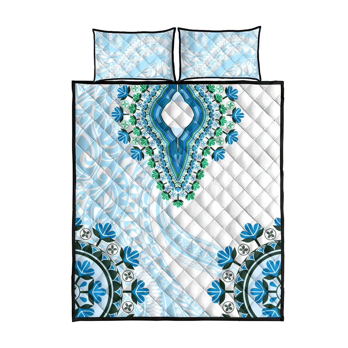 Africa Dashiki Quilt Bed Set With Polynesian Pattern Blue Version LT05 - Polynesian Pride