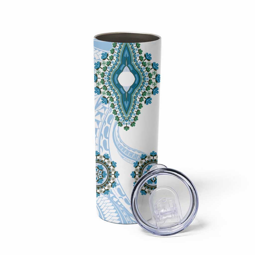 Africa Dashiki Skinny Tumbler With Polynesian Pattern Blue Version LT05 - Polynesian Pride