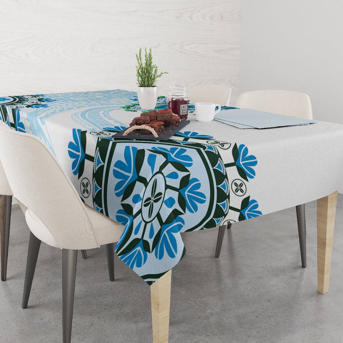 Africa Dashiki Tablecloth With Polynesian Pattern Blue Version LT05 - Polynesian Pride