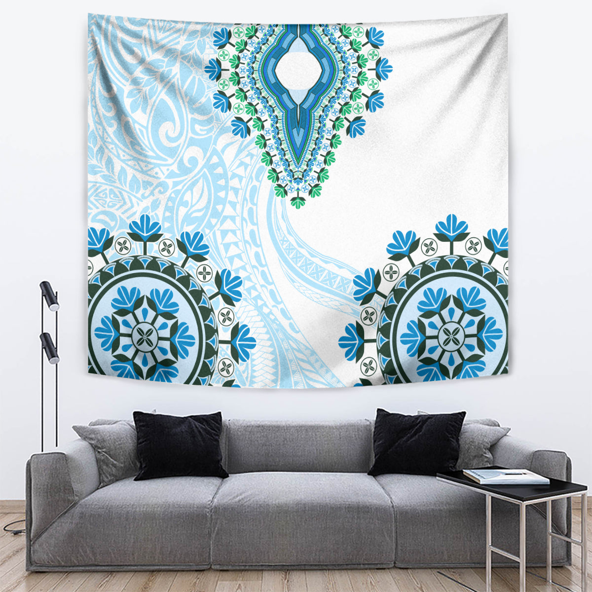 Africa Dashiki Tapestry With Polynesian Pattern Blue Version LT05 Blue - Polynesian Pride
