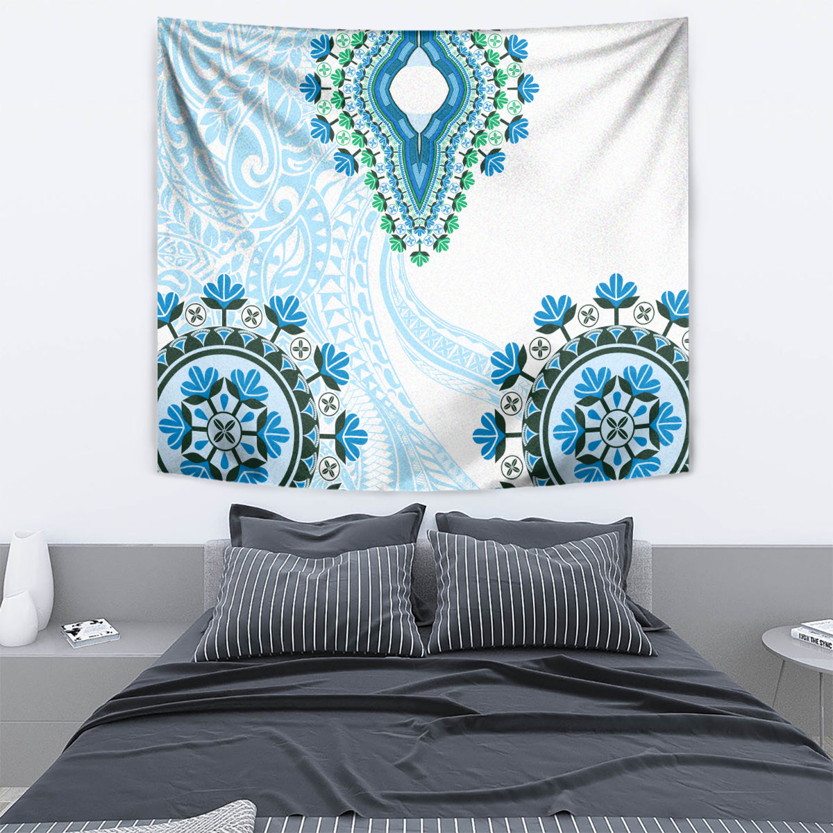 Africa Dashiki Tapestry With Polynesian Pattern Blue Version LT05 - Polynesian Pride